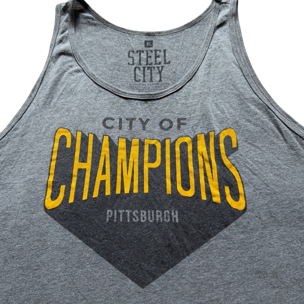 Steel City Pittsburgh City of Champions Tank Top Mens XL Gray Heather Sleeveless